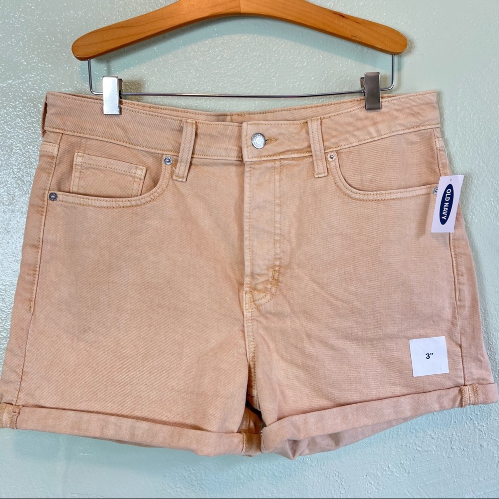 OLD NAVY peach orange denim OG high rise shorts 12